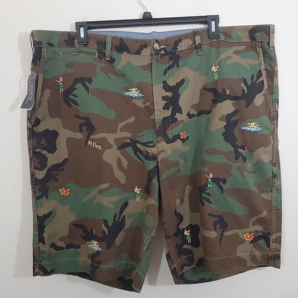 Polo Ralph Lauren Rugged Chino Shorts Surplus Camo Hula Aloha NWT Size 48 B Mens - Picture 8 of 12